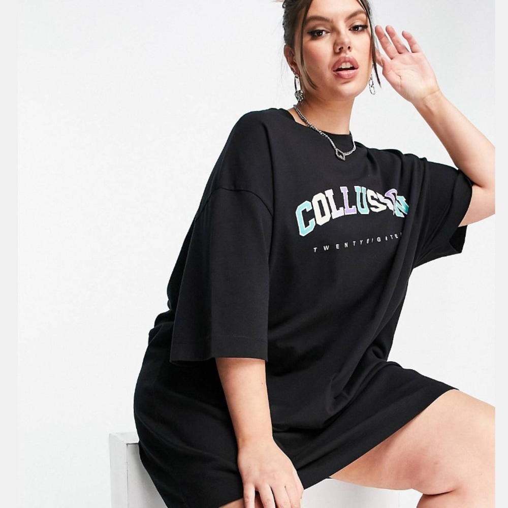 Collision ASOS Curve Varsity T-Shirt Dress Size 20